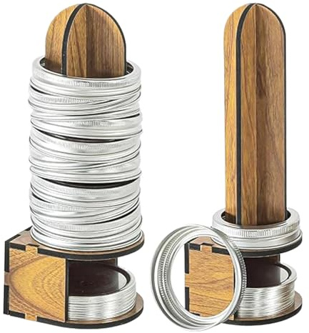 Canning Lid Rack, Canning Lid Holder Rack For Maso-n Jars, 2 Pieces Wood Can Lids And Ring Storage, Rustic Wooden Design - Sauce Jar Ring Organizer For Jam Making Pickling Vegetables