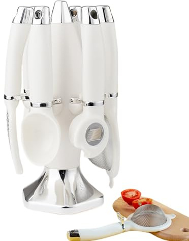 Set D'Ustensiles De Cuisine,Set d'Ustensiles de Cuisine avec Support | Égouttoir Éplucheur Fouet Ouvre-Bouteille - Pour Pâtisserie Camping Maison Fêtes Préparation Repas