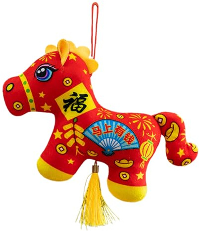 Year of the Horse Plush Pendant - Auspicious Plush Pendant for Year of the Horses Celebration, Soft Doll with Keychain Attachment, Sturdy Horse Toy for Men, Family, and Girlfriend