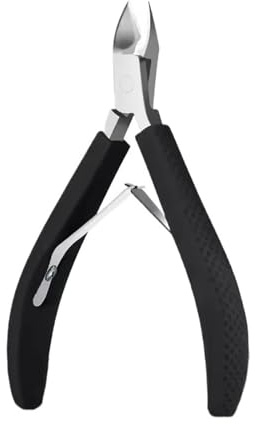 Tijeras for cutículas de uñas, alicates for piel muerta, cortadores de cutículas de acero inoxidable, cortaúñas con mango de silicona(Black)