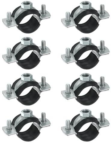 sourcing map 8 Pcs Split Ring Pipe Hanger 1 (25mm) Galvanized Steel Sheet Wall Ceiling Mount Adjustable Pipe Bracket Clamp for Plumbing HVAC (M8)
