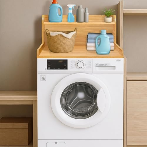 GUQASDV Plan De Travail À Deux Comptoir for Lave-Linge Et Sèche-Linge, avec Étagère, Plan De Travail for Lave-Linge Et Sèche-Linge Individuels, Plan De Travail en MDF