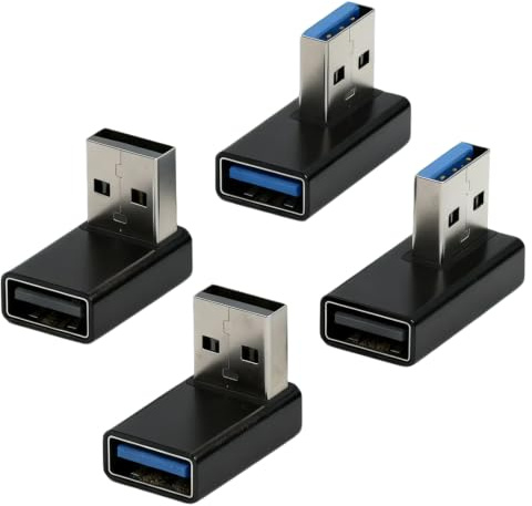 YFYWINSH 4 Piezas Adaptador USB de 90 Grados, USB 3.2 Adaptador en Ángulo para Transferencia de Datos 10 Gbps y Carga 5V/3A, Compatible con PC, Portátil, Powerbank y Dispositivos USB