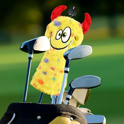 Roligt plyschgolfhuvudskydd - mjukt djurkaraktär träskydd, extra lång elastisk hals för skuggskydd, universell passform för 460 cc förare och Fairway Woods, unik golfpresent | för herr och dam