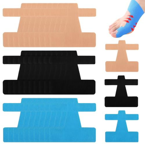 LYEGJT 30 parches para juanetes, parches suaves y transpirables para juanetes para hombres y mujeres, aptos para los dedos de los pies (color piel/azul/negro)