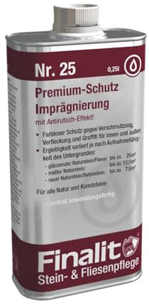 Finalit Nr. 25 Premium-Schutz Imprägnierung | 1x 250ml | Langzeitschutz mit Antirutsch-Effekt | Graffitischutz | Für alle Natursteine, Kunststeine und Feinsteinzeug | Perfekt für Böden & Fassaden