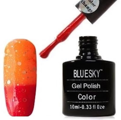 Bluesky Nail Gel Polish Orange to Light Oranage/yellow Multi Glitter TC25 Chameleon Colour Change UV LED Soak Off 10ml PREVIOUS DESIGN BOTTLE SPRING SUMMER COLOR