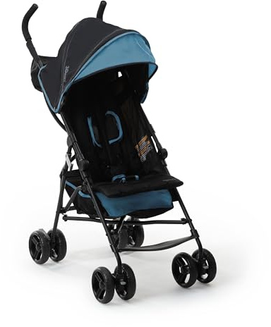 Ingenuity 3D Mini Convenience Stroller – Lightweight Stroller with Compact Fold, Multi-Position Recline, Canopy with Pop Out Sun Visor – Umbrella Stroller for Travel & More, Blue/Black