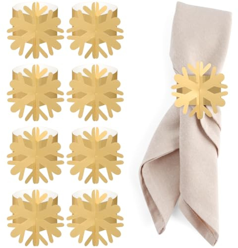 UPKOCH 25 Pezzi Portatovaglioli Natalizi Con Fiocco Di Neve Anelli Per Tovagliolo Carta Decorazioni Da Tavola Per Festa Natale Matrimonio Anniversario