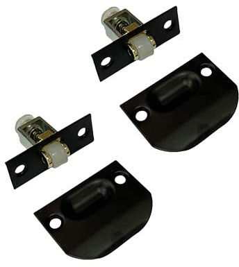 QCAA Solid Brass Roller Catch, Matte Black, Made in Taiwan, 2 Pack