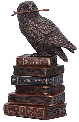 Nemesis Now Bronze Spellcraft Hexen vertraute Eule auf Buch, 14 cm