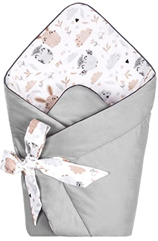 Baby Pucktuch - Einschlagdecke - Baby Pucksack - Praktisches Wickeltuch für jedes Kleinkind - Universelle Verwendung - Babyschale Decke Oder Eine Spielmatte Forest Friends mit Velvet