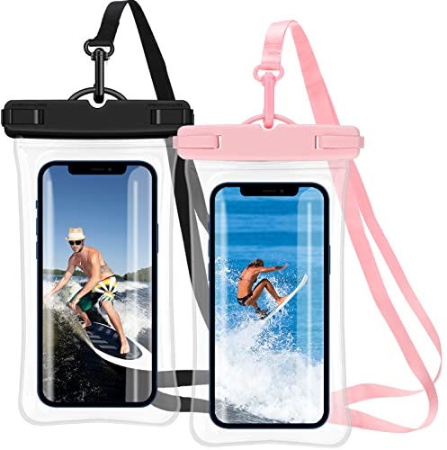 2 Pack, Universal Waterproof Phone Pouch up to 7.0, PVC Cellphone Dry Bag Case with Lanyard, IPX8 Waterproof Phone Case Compatible for iPhone 13/12/11 Pro Max XS Max Samsung Galaxy S20 S10 Google