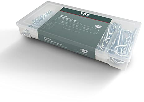 TOX Gamme de connecteurs à ressort en acier galvanisé, 6 tailles différentes dans une boîte de transport transparente, 1,7 – 3,7 mm, longueur 25 – 60 mm