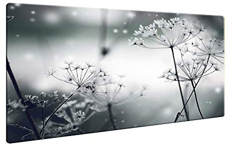 Herdabdeckplatte Abdeckung Ceranfeld Abdeckplatte Schneidebrett 1-Teilig 80x52 Pusteblume Wilder Dill Grau Spritzschutz Glasplatte Ceranfeldabdeckung Herdschutz Sicherheitsglas Glasschneidebrett