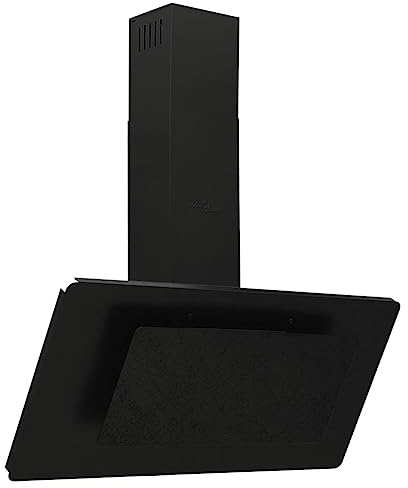 Campana extractora de pared 90 cm de acero inoxidable y vidrio templado negro