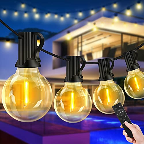 LED Lichterkette Außen Strom 30m - Outdoor Lichterketten mit 46+4 Glühbirnen Aussen Wetterfest Dimmbar Warmweiß Aussenlichterkette Retro Lights Birnen für Terrasse Biergarten Pavillon Balkon Garten