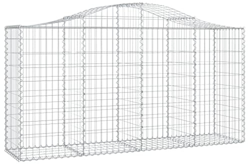 vidaXL Paniers à gabions arqués 2 pcs 200x50x100/120 cm fer galvanisé, gabion, cage de gabion, panier de mur de gabion, mur de gabion