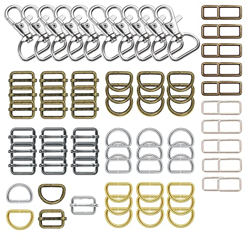HUAZIZ Drehgelenk Karabinerhaken D-Ring Schiebeschnalle Gurtversteller Set DIY Handwerk Rucksackschnalle Spannschnallen für Taschen Gürtel Nähen Zubehör