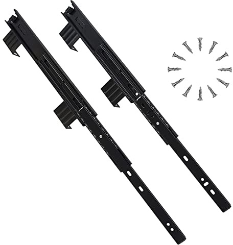 SAGIDAR Schubladenführung Vollauszug, Teleskopschiene Kugelführung, 1Paar Möbel Schubladenzubehör, 24cm/29cm Schublade Schienen Schwarz, 3-teiliges Auszugsschiene, Für Schublade/Tastaturablage