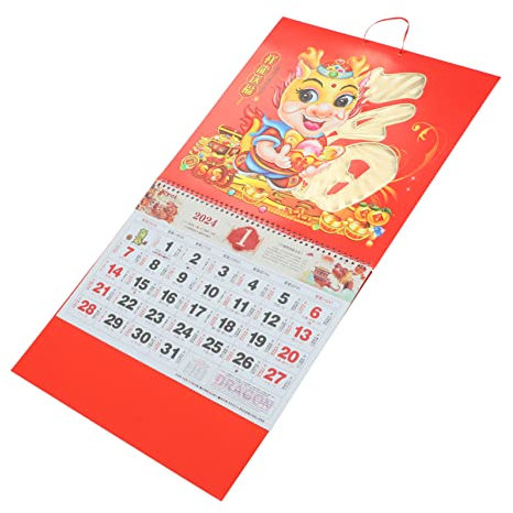 Ciieeo Hängender Kalender Mit Drachenmuster Traditioneller Chinesischer Wandkalender Für Zuhause Und Büro Dekorative Monatsübersicht Für Jahr Des Drachen