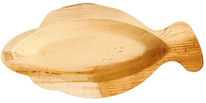 PAPSTAR 25 platos de hoja de palma Pure 24 cm x 11 cm x 2,5 cm pescado