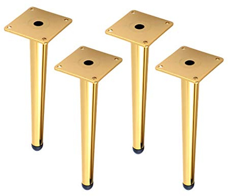 moaupr 4 Möbelfüße Möbelbeine Tischbeine aus Metall Stützfüße Sofa Füße Kabinettfüße Möbelfüße ersetzen Möbel Zubehör,Gold 17cm/6.6in