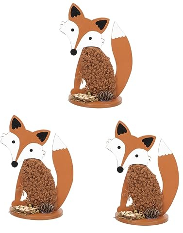 Garneck 3stücke Kleiner Holz Fuchs Dekoration Niedliches Tier Ornament Für Festlichkeiten Und Wohnkultur Rustikale Tischdeko Für Weihnachten Und Andere Anlässe