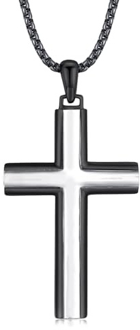 StoryEtain Kreuz Kette 925 Sterling Silber Schwarz Kreuz Anhänger Halskette Kreuz Christliches Schmuck Geschenke für Herren Damen
