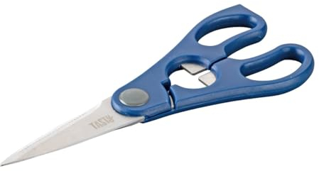 Tasty Kitchen Scissors - Premium Stainless Steel Household Scissors with Bottle Opener, 20 x 8 cm, Ideal for All Cutting Work in Kitchen and Household, Grey/Blue/Silver