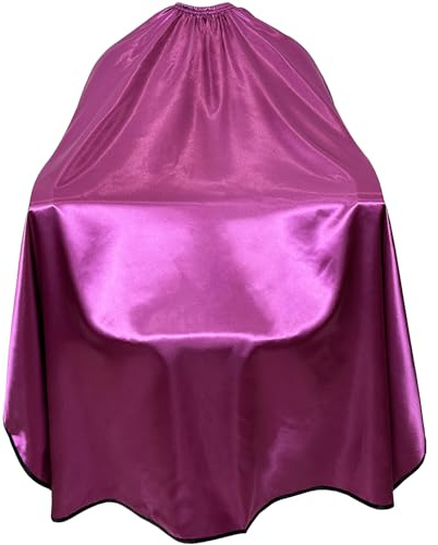 Pelocapa Salon Styling Capes for Clients, Hair Dye Cutting Capes with Elastic Hooks, Waterproof Light Weight Satin Sheen Styling Cape Barber Gown for Stylist, 63”*56”(Purple)