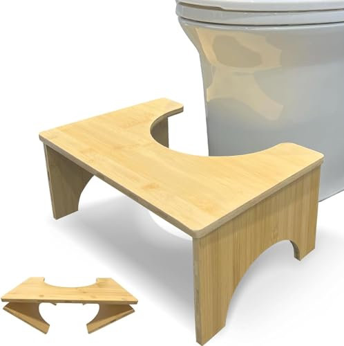 RUN HELIX Foldable Wooden Bathroom Stool - Squatting Toilet Aid for Adult and Kids, Wood-Plastic Board With Environmentally Friendly Materials