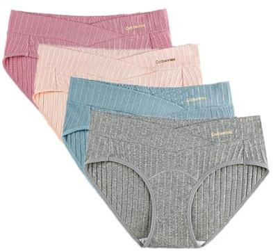 ACMEDE 4 mutande per donne incinte – Moda premaman slip premaman lungo cavallo biancheria intima premaman cotone antibatterico donna gravidanza postpartum slip 40 – 95 kg, stile 2, M