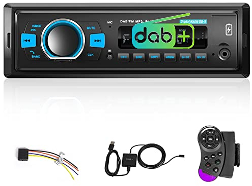 Hodozzy DAB+/DAB Autoradio 1 Din Bluetooth 5.0, 2xUSB/SD/EQ/Aux-in,Lenkradsteuerung,Freisprecheinrichtung,MP3 Player,25W*4