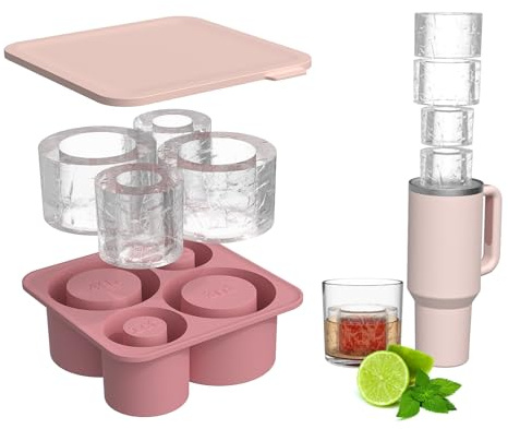 Eiswürfelform Silikon für Stanley Cup, Wiederverwendbare Eiswürfel für Stanley 20-40 Oz, Große Eiswürfelformen BPA Frei, Ice Cube Tray mit Deckel für Cocktails/Whisky/Getränken/Kaffee (A)