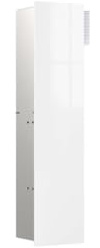emco Asis Pure - Armario de baño empotrado, módulo de inodoro con frontal de cristal, color blanco con bisagra para puerta izquierda