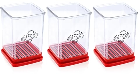 3uds Cortador Tazas Frutas, Rebanador de Tazas Cortador de Fresas Acero Inoxidable Cortador de Fresas Herramienta de Corte Manual para Ensalada de Huevo Plátano Utensilio de Cocina