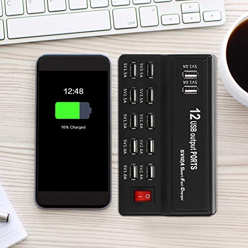 Adattatore USB per Caricabatterie USB, Presa Multipla USB, per Telefono Cellulare Fotocamera Digitale PC Ufficio (Spina UE 100 V‑240 V)
