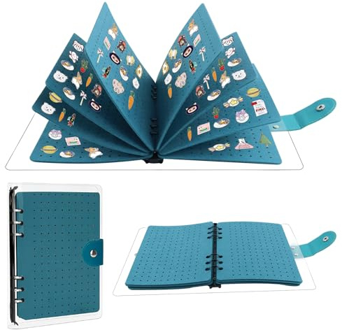 Yallmie 8 Pages Présentoir à Épingles en Feutre pour Badge, 15x21cm Présentoir Pins avec Coque en PVC, Tableau Collection Broches Livre Support Pins Display pour 350 Broches, Épingles, Émail (Vert-1)