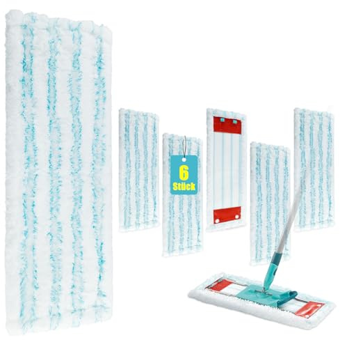 6er Bodenwischer Ersatzbezug für Leifheit Profi XL Micro Duo für alle Böden | Ersatz-Wischbezug für Leifheit Bodenwischer, Effiziente Mikrofaser Bezüge, Starke Fleckentfernung für alle Hartböden