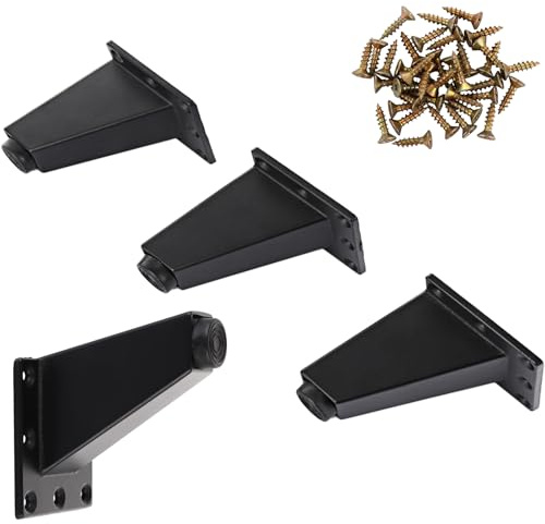 ASelected 4 Pcs Furniture Feet， 8 x 6 x 7 Metal Feet for furniture, Aluminium Alloy Cabinet Feet with Screws for Cabinet Sofa Chair Coffee Table (Black)