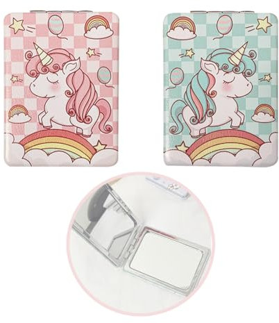 EIYVPRA 2 PCS Specchio tascabile, specchietto da borsetta, ingrandito 1x/2x specchio cosmetico da viaggio compatto Specchio portafogli, bifacciale, portatile, pieghevole, piccolo specchio compatto
