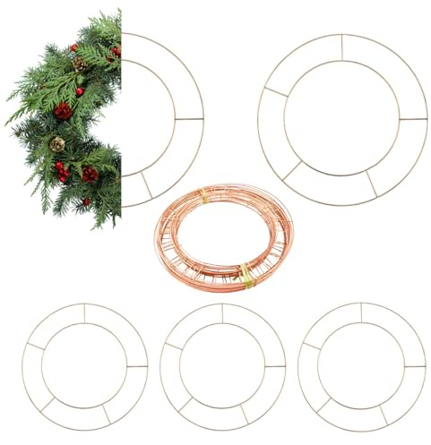 Caliko 4 Pcs 14 Inch Wreath Ring, Metal Wire Wreath Frame for Wreath Making Supplies Floral Craft, DIYs & Front Door Decor | Wreath Base for New Year Halloween Valentines & Christmas Wreath Making Kit