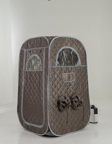 COSTWAY Sauna à Vapeur Portable 3L 1 000W avec Chaise Pliable, Tente de Sauna pour 1-2 Personnes avec 9 Niveaux Température Masseur de Pieds Minuterie, pour Relaxation à la Maison (Gris)