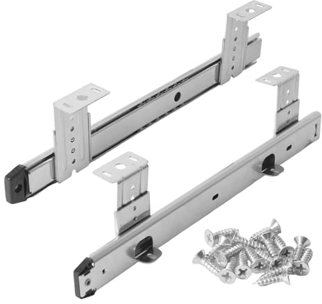 Schubladenschienen 300-400mm, Tastaturauszug Untertischmontage, Höhenverstellbar Teleskopschienen für Keyboard, Verdicktes Stahlblech Auszugsschienen mit Kugellager (Ein Paar 350mm Deckenschienen)