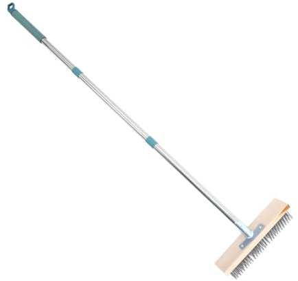 Warmhm Brosse à Récurer Long Manche pour Sols Béton Brosse Poils Rigides Acier Inoxydable Balai Nettoyage Terrasse Garage