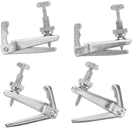 Feinstimmer für 1/2 und 1/4-violinen, 4 Stück, Silber | Legierung, Ersatzteile für Cello, Kompatibel mit Streichinstrumenten, Präzise Abstimmung