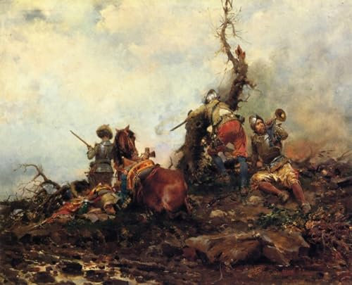 XcBAIHOUD Berühmte Gemälde Moderne Wandbild Kunstdruck Wand Dekoration Erklingen des Horns Ceaare-auguste Detti Wandposter Kunstdruck für Wohnzimmerdekoration 60x90cm