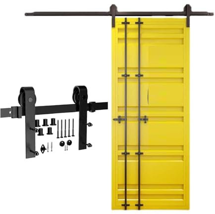 Kit For Porta Scorrevole Da Fienile, Kit For Binario Scorrevole For Armadio, Kit For Binario For Porta Scorrevole Resistente, Guida For Pavimento Regolabile, For Porta Singola Larga 61-198 Cm(96.4 Tr