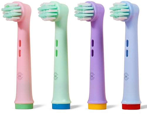 Recambio Compatible Oral B Infantil | OralVista Pack 4 Recambios Eléctricos para Niños | Suaves con las Encías Sensibles | Diseño Divertido | Fáciles de Instalar y Duraderos